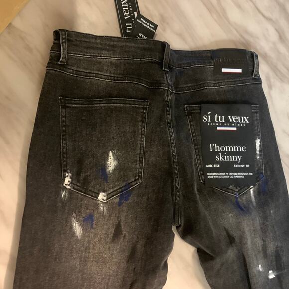 Si Tu Veux Superstack Black Wash Mens Jeans Size 34 - Picture 8 of 11